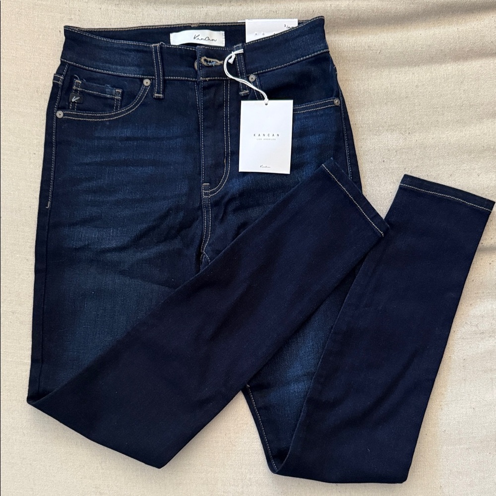 KanCan High Rise Super Skinny Jeans in Dark Blue